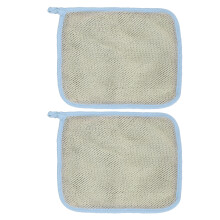 2 pezzi di spugna in nylon blu, lavabile da entrambi i lati, per pulizia profonda viso e corpo