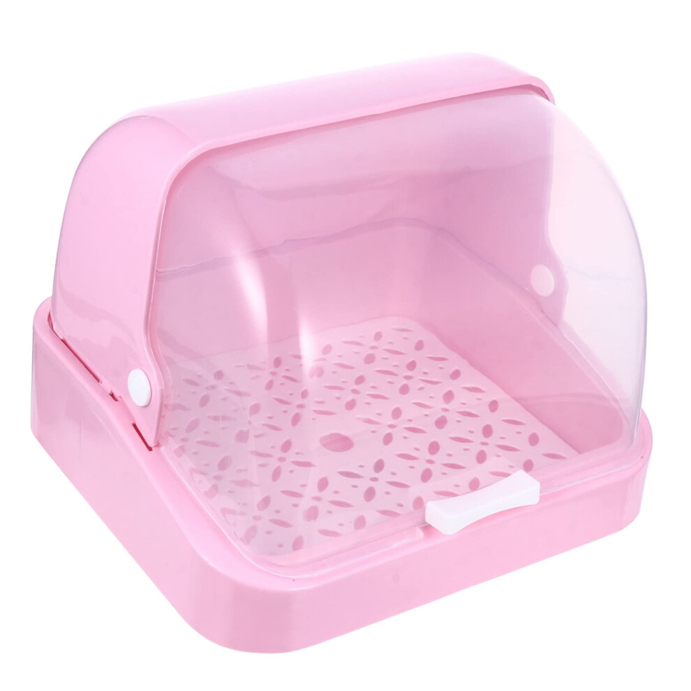 Baby Bottle Drying Rack with Removable Drain Tray and Transparent Dust Cover Feeding Bottle Storage Box