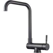 Matte Black Stainless Steel Kitchen Faucet 360 Swivel Single Handle Hot Cold Mixer Tap for Sink