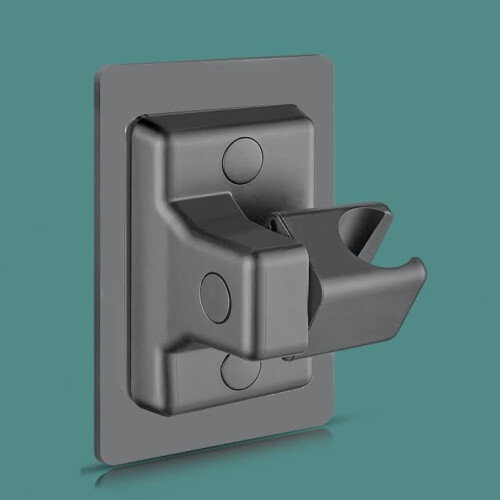 No Drill Shower Head Holder Wall Mounted Adjustable Bracket 360 Rotation TileFriendly Black 12cm 2