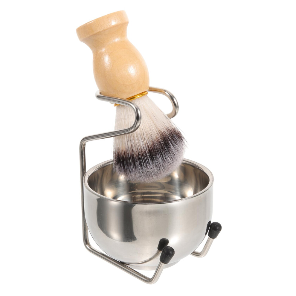 Men's Shaving Brush Set with Stand and Metal Foaming Bowl for Comfortable Beard Grooming Kit