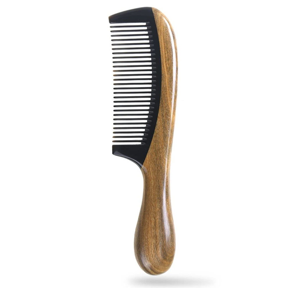 Unisex Green Wooden Comb Sandalwood Horn Anti Static Hair And Beard Brush Gentle Scalp Massage 18X4.5cm