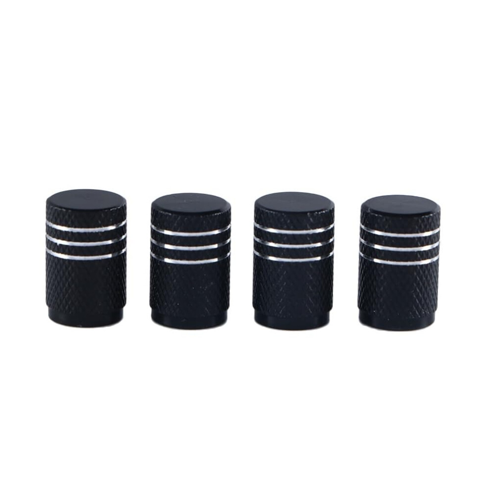 4Pcs Aluminum Car Valve Stem Caps Set, Airtight Dustproof Universal Tire Valve Covers For Car Truck Bike Black 9164114042507