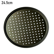 Fancy 9.8" Baking Steel Pizza Pan with Holes, Nonstick Round Tray for Oven, Compatible with Home & Restaurant Use, Black