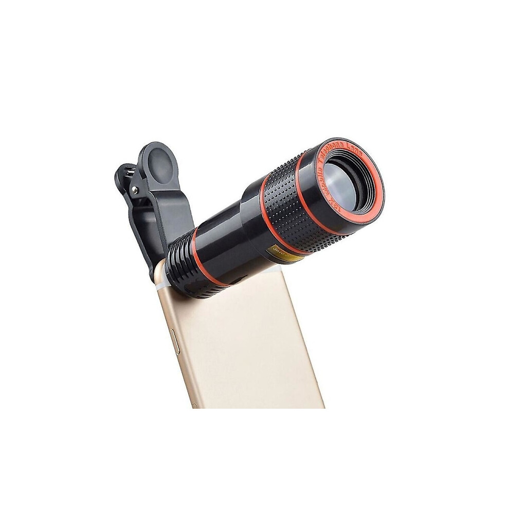 Universal 12X Zoom Telescope High Clarity Telephoto Lens For Mobile Phone Camera With Clip Jikaix Db 12X Black 9482828533259