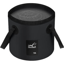 Collapsible Bucket 12L, Foldable Camping Storage Container, Portable Lightweight for Travel, Fishing, Boating, Gardening, Black