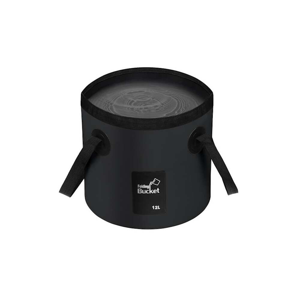 Collapsible Bucket 12L, Foldable Camping Storage Container, Portable Lightweight For Travel, Fishing, Boating, Gardening, Black 9482828533143