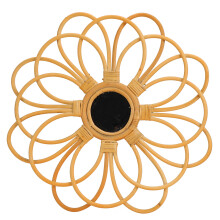 Sunshine Party Decorations Rattan Wall Mirror Vintage Style Eco Friendly Boho Decor Home Interior Decoration Rustic Retro Round Mirror For Bedroom Bat