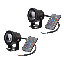 2 Pack RGB Underwater LED Spotlights IP68 Waterproof 10W with Remote for Pond Garden Boat 12V 24V