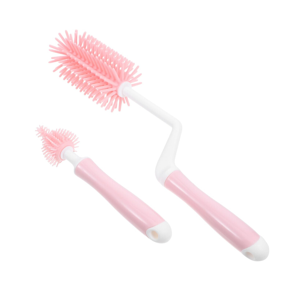 360 Degree Baby Bottle Cleaning Brush Set With Pacifier Cleaning Brush And Rotating Handle Light/Grey