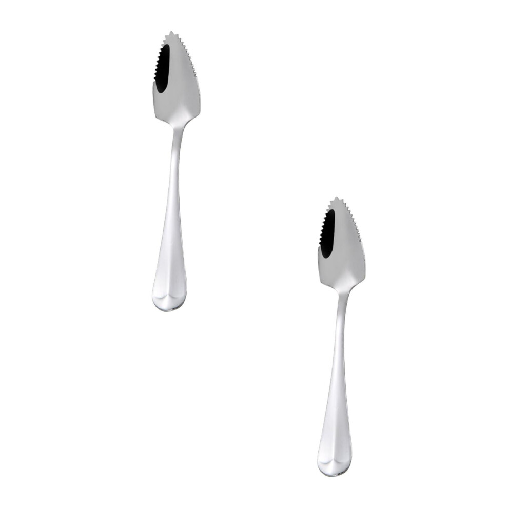 304 Stainless Steel Fruit Puree Spoon Baby Food Tableware With Serrated Baby Puree Spoon *2PCS