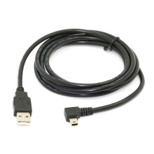 Datový kabel Mini USB B typu B, 5pinový samec, pravý úhel 90 stupňů - USB 2.0 samec, 1,8 m, černá barva