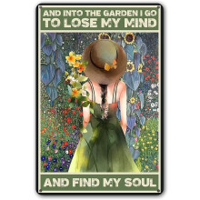 Funny Garden Decor Garden Gifts And Into The Garden I Go Metal Garden Sign Outdoor, 12" x 8", (256)