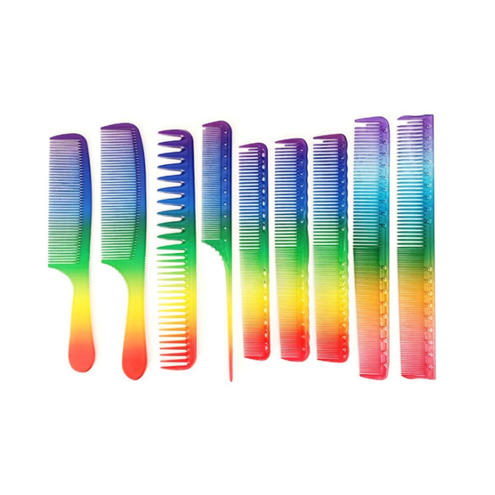 Unisex Rainbow Hair Comb Set 11ÂPiece ColorâCoded HeatâResistant AntiâStatic Hair Cutting Combs For Salon And Home Use