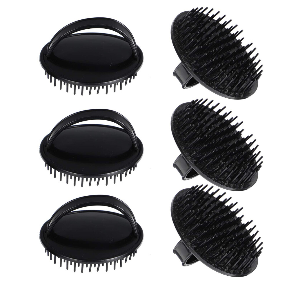 Black 6Pcs Scalp Massager Brush With Ergonomic Palm Grip For Gentle Exfoliation And Hair Health
