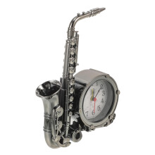 Analog Alarm Clock Retro Saxophone Design Silent Desk Clock for Bedroom Home Office Random Color