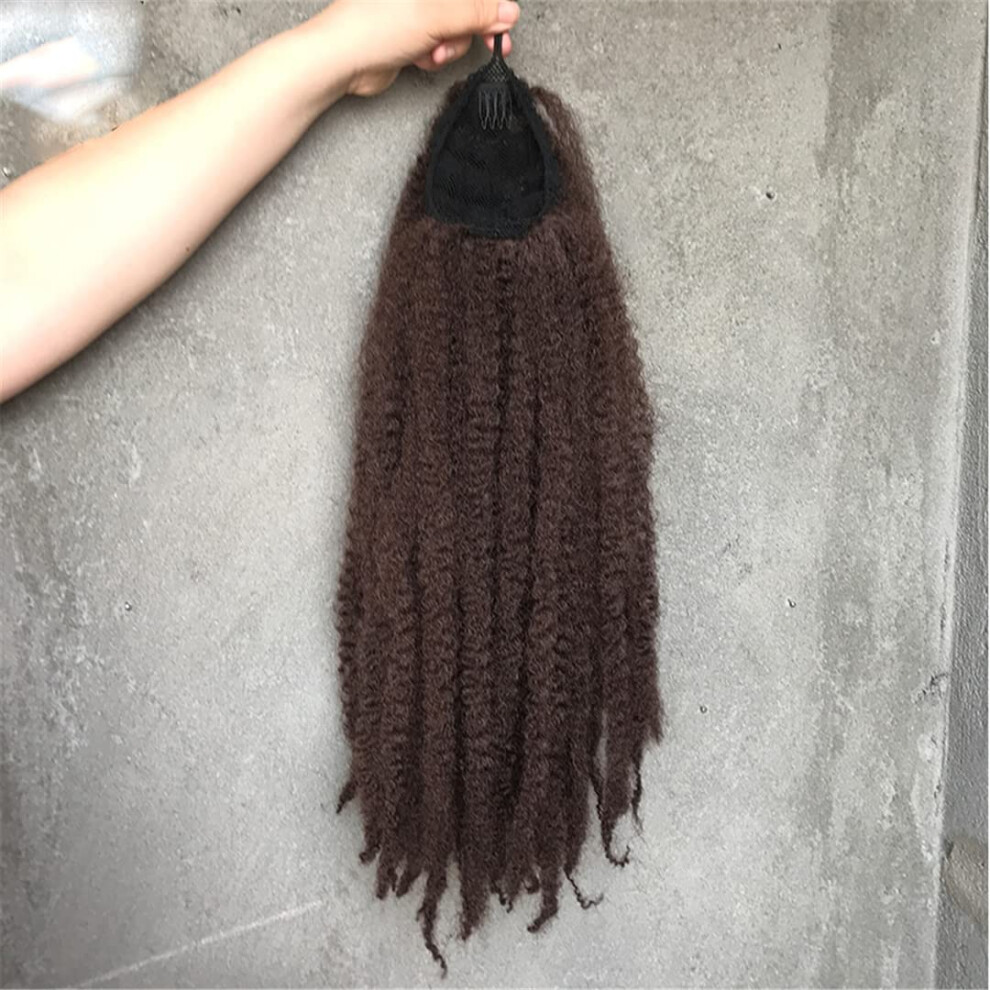 Unisex 24 Inch Ombre Kinky Curly Wrap Synthetic Ponytail Extension For African American Hair, Easy Clipin Hairpiece