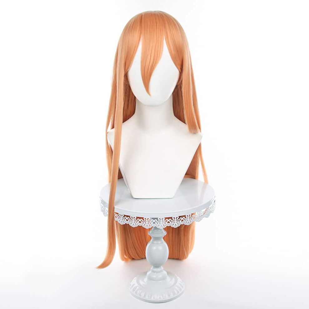 Unisex Orange Anime Cosplay Wig Long Heatresistant Fiber With Natural Hairline And Adjustable Fit For Halloween