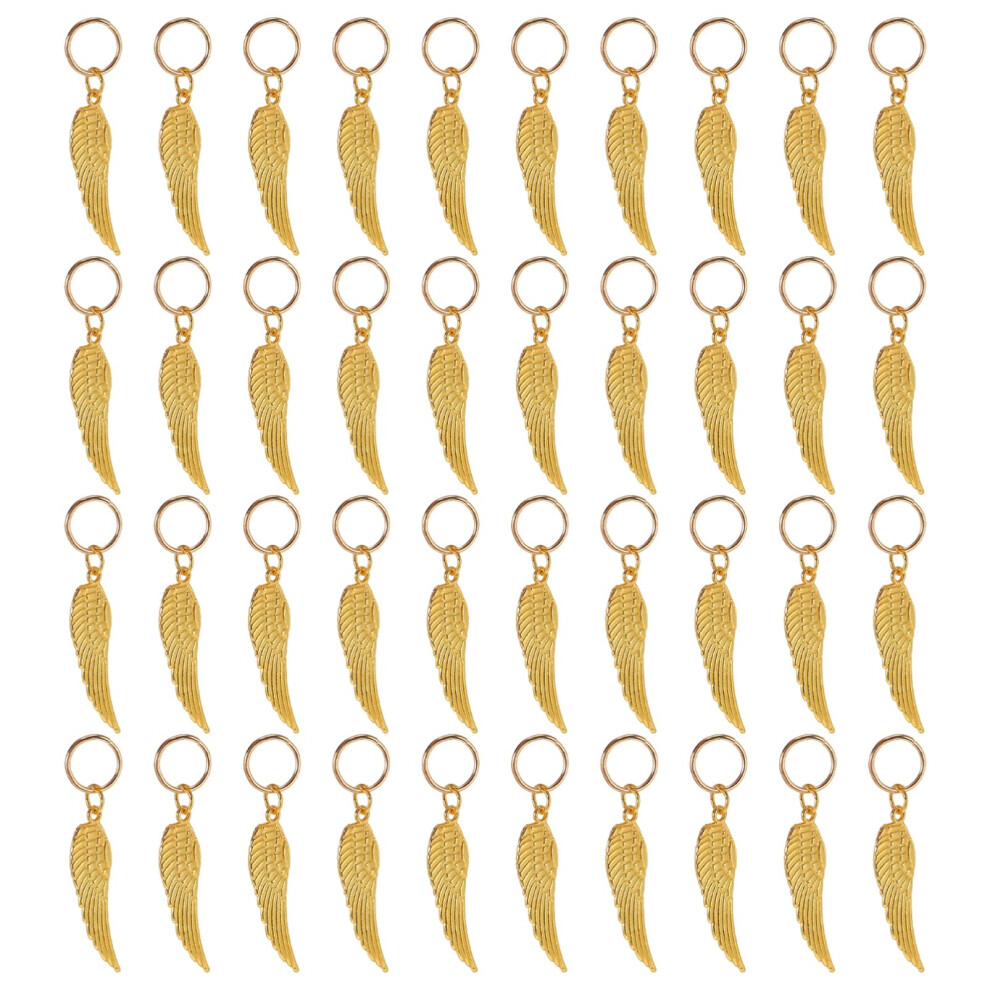 40pcs Gold Hair Braid Rings and Dreadlock Beads Set Angel Wings Zinc Alloy Easy Slide Installation