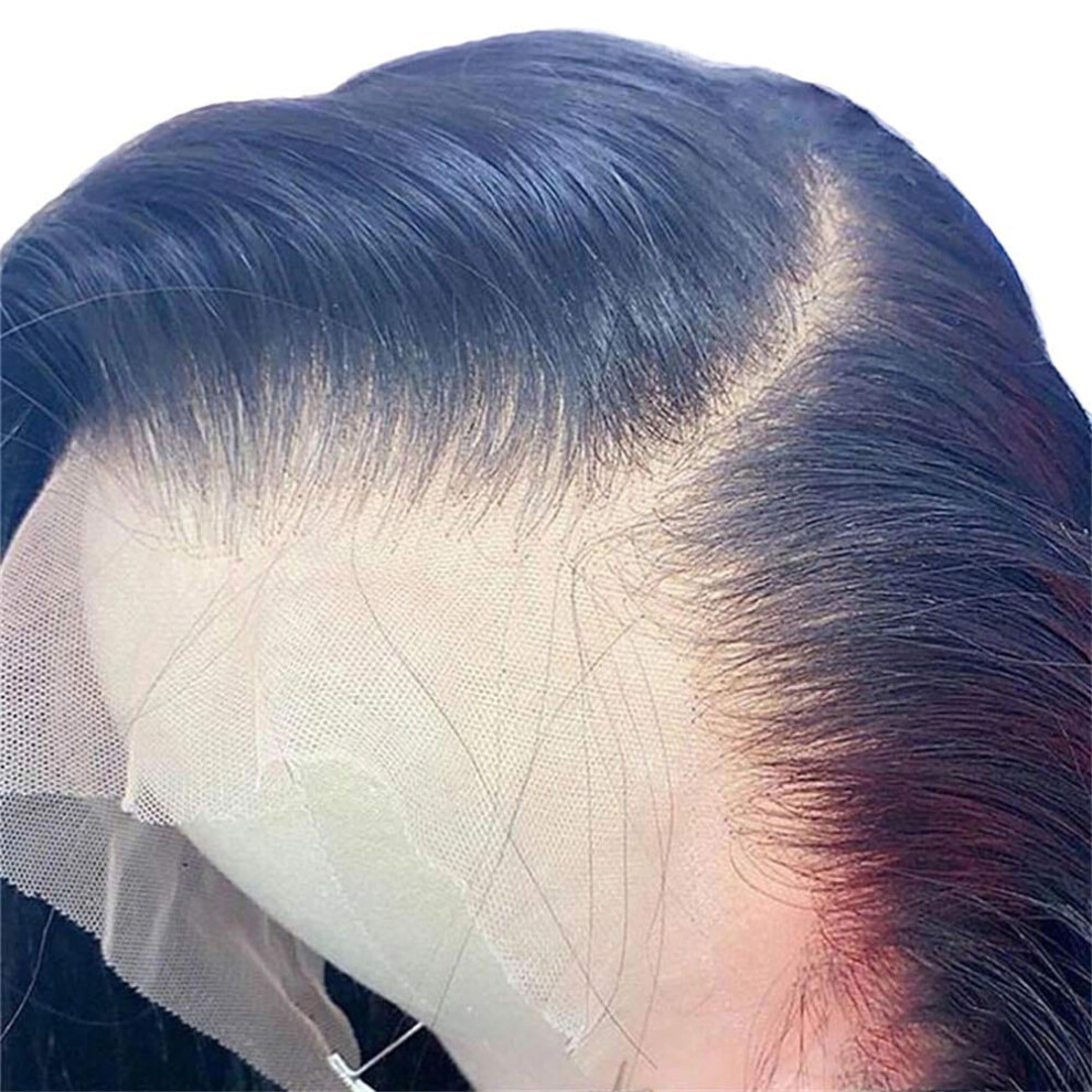 Unisex 13X6 Hd Transparent Lace Front Human Hair Wig 14 Inch Straight Brazilian Virgin Hair PreâPlucked Glueless Natural Look 150 Density