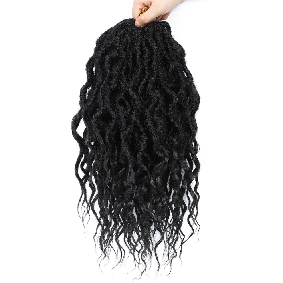 Unisex 16 Inch Boho Goddess Locs Crochet Hair For Women PreâLooped Soft Faux Locs Braids 1 Pack 1B#