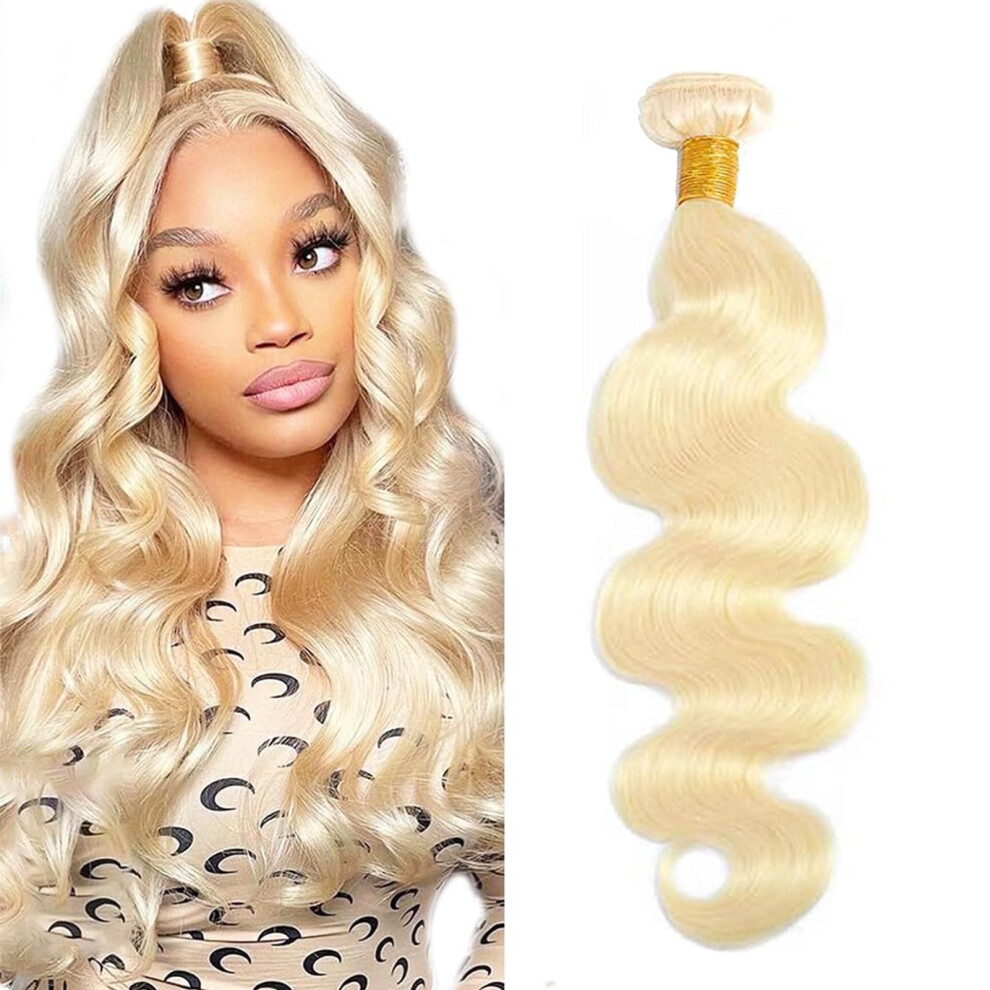 Unisex 18 Inch 613 Blonde Brazilian Body Wave Human Hair Bundle 12A Grade Virgin Hair Weft 100G Soft Silky Texture