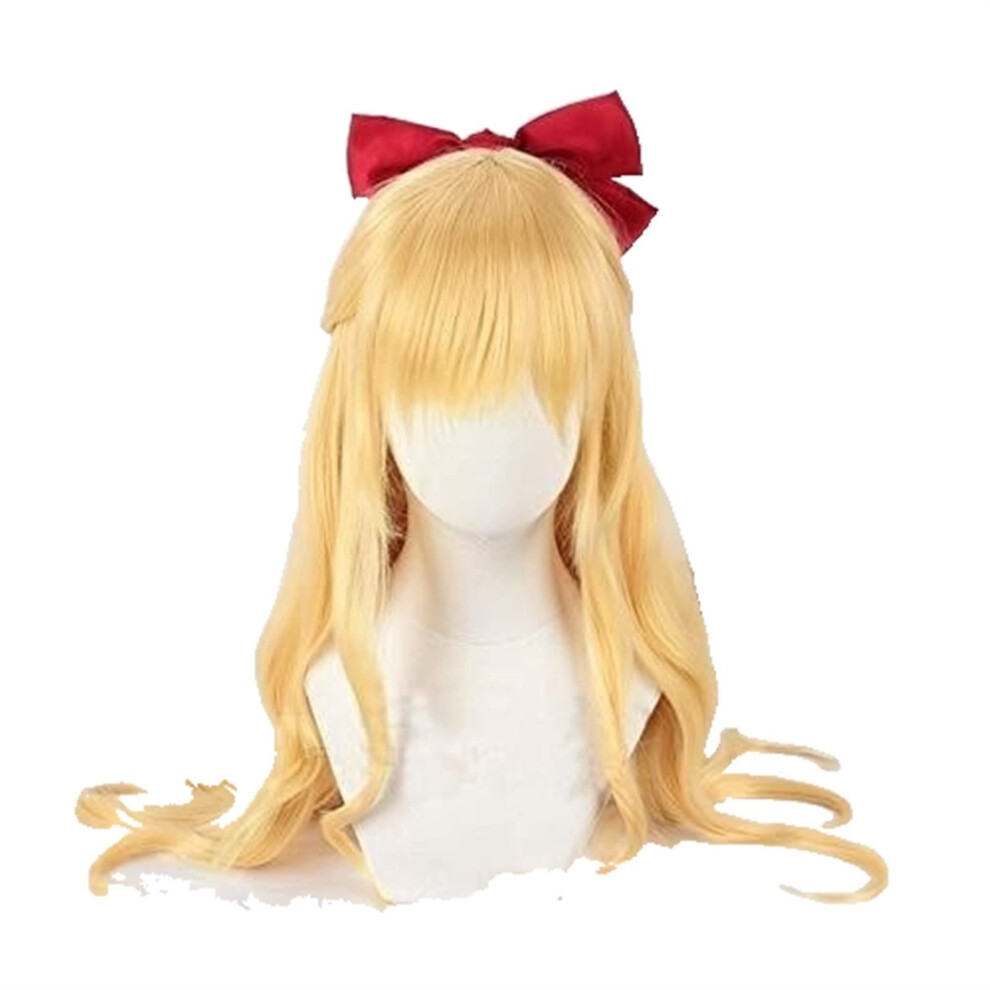 Unisex Blonde Cosplay Wig Long Synthetic Double Ponytail Heatresistant Natural Texture Anime Style