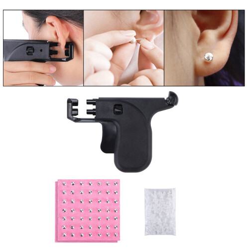 Kit professionale per piercing all'orecchio e al corpo con 98 borchie per orecchie e 100 anelli in silicone