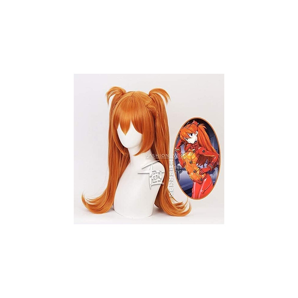 Cosplay Wig Long Orange Ponytail Heat Resistant Synthetic Hair for Asuka Langley Soryu Anime