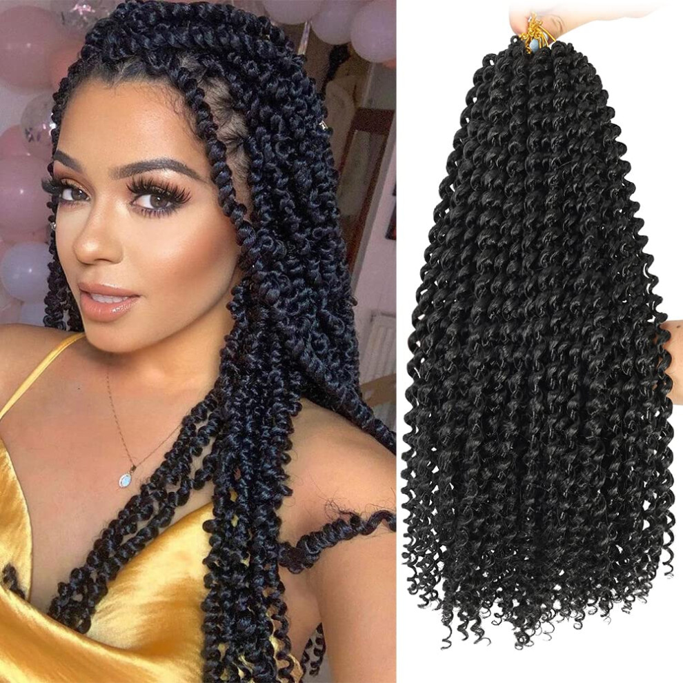 Unisex 18 Inch Passion Twist Crochet Hair 1B Pretwisted Water Wave Braids Extensions For Protective Styles