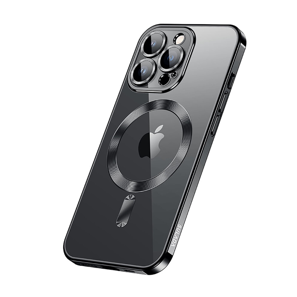 Compatible With Iphone 13 Pro 6.1" Slim Wireless Charging Case, Tpu Shockproof Clear Non-Yellowing Magsafe Hd Glass Lens Film Ultra-Thin Fit - Black 9482828539572