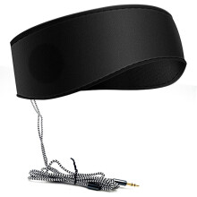 Black Music Sleep Headband with Headphones, 3.5mm Wired Soft Elastic
