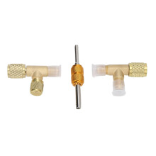 ZPSHYD Quick Coupler Access Tee, 1/4in Valves Core Brass Tee Adapter Quick Coupler Access Tee Fittings for Vacuum Gauge R22 R12