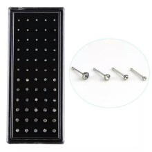RSAMD 60X Crystal Rhinestone Nose Ring Bone Stud Stainless Steel Body Piercing Jewe=y=-White