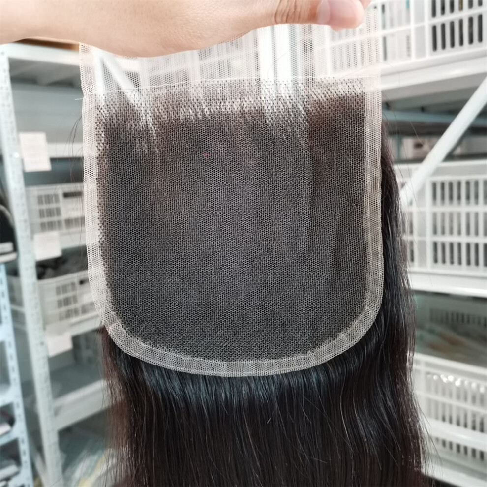 Unisex 14 Inch Straight 5X5 Hd Lace Closure Invisible Brazilian Virgin Human Hair With Natural Hairline