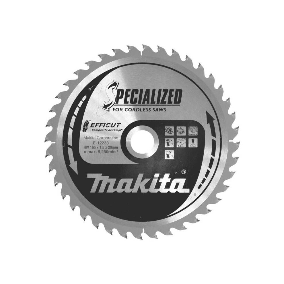 Makita Sägeblatt Säge Sägen Wpc Holz 165X1,5X20 Z40 Efficut E-12223 - Image 6