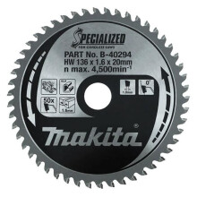 Cirkelzaagblad - MAKITA - SPECIALIZED B-40294 - Aluminium - Ø136 mm - Boring 20 mm