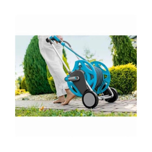 Dévidoir de jardin - Professionnel - 25m - Bleu - Sur roues - Résistant à la rouille 2