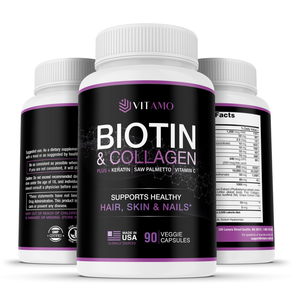 Postpartum Hair Loss Vitamins with Biotin Collagen Keratin for Hair Growth and Stronger Nails 90ct