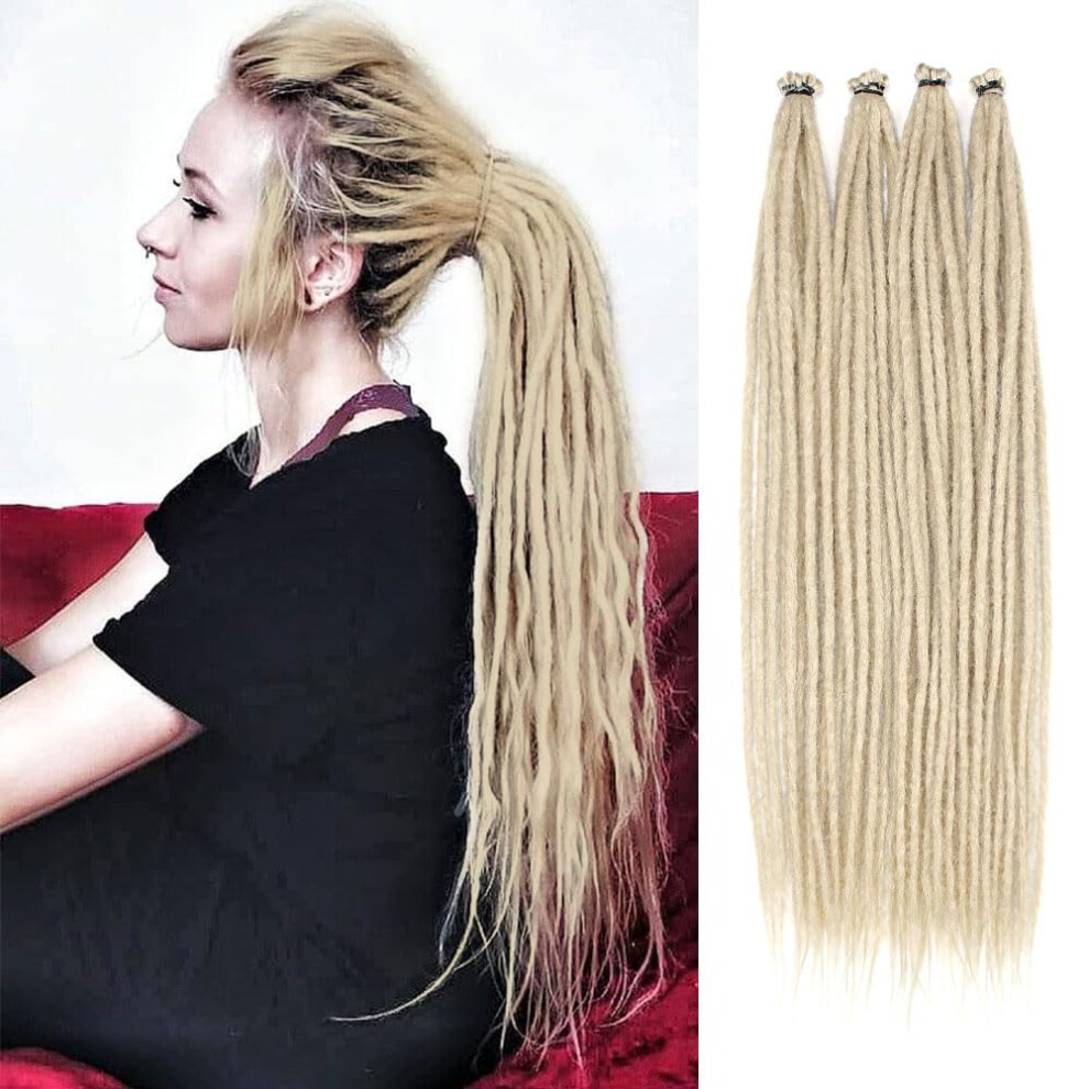 Unisex 22 Inch 613 Blonde Dreadlock Extensions Thin 0.6Cm Handmade Crochet Synthetic Dreads For Women