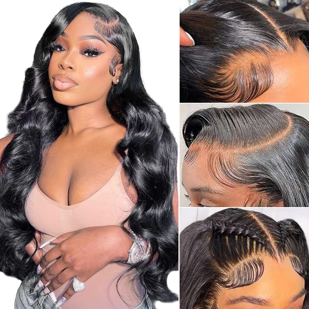 Unisex 13X6 Hd Lace Front Wig 30 Inch Body Wave Brazilian Virgin Human Hair Glueless PreâPlucked Transparent Lace 150% Density