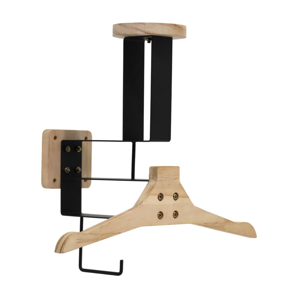 Wall Mounted Motorcycle Helmet Holder With Jacket Hanger, Wooden Rack For Garage Storage Organizer 9174973346883