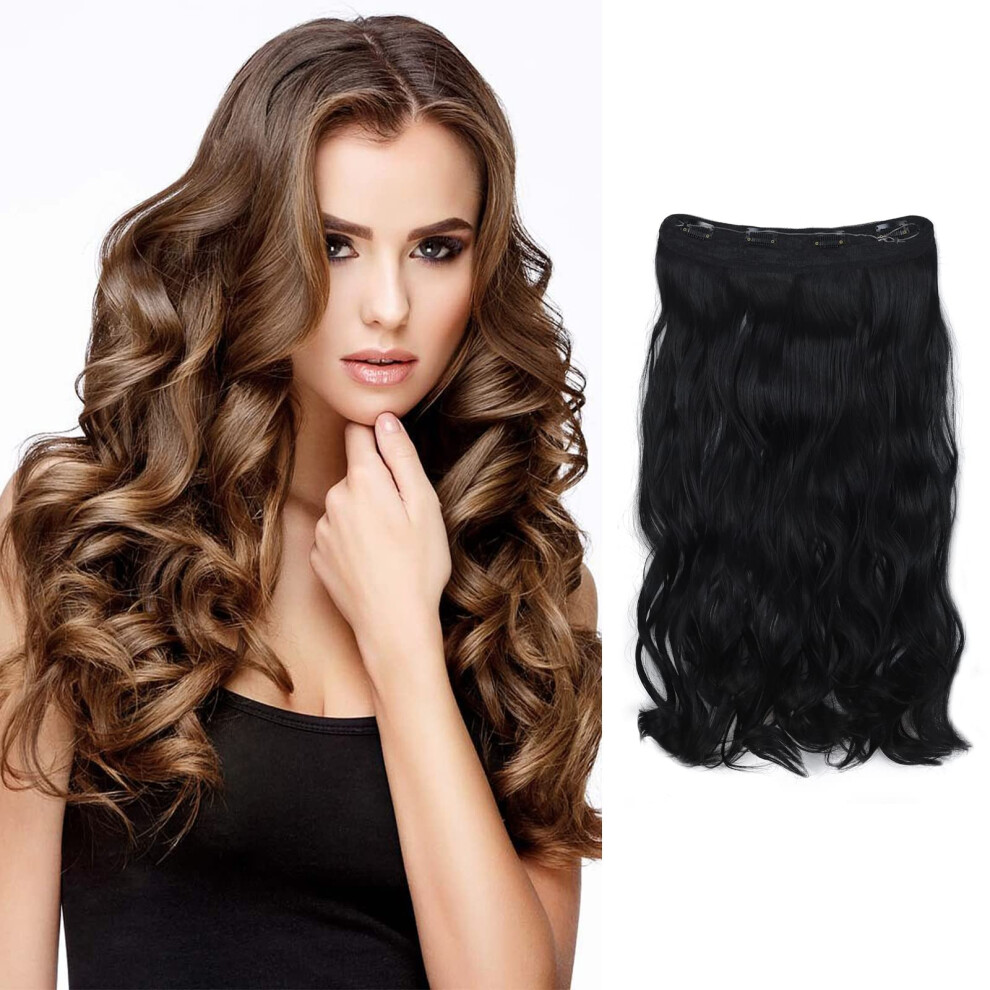 Unisex 18 Inch Wavy Halo Hair Extensions With Invisible Adjustable Wire And 4 Secure Clips For Instant Volume Boost (1Bâ18)