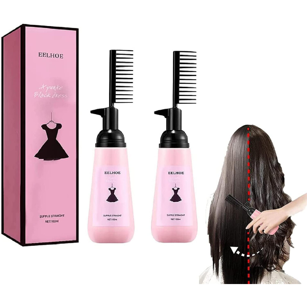 3 Second Hair Straightening Cream with Builtin Comb, Fast Acting Treatment for Curly Hair (2pcs)