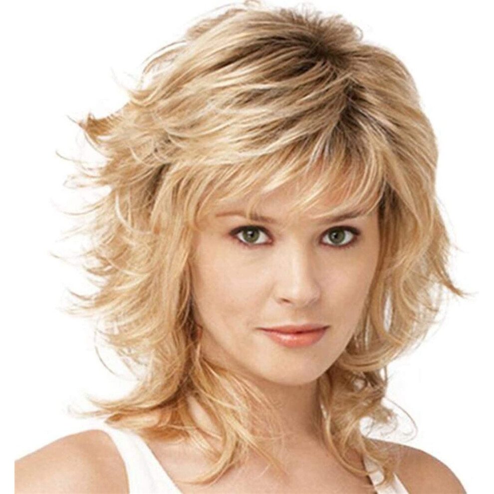 Unisex Gold Short Blonde Wig For Women With Naturallooking Curls, Heatresistant Fiber, Adjustable Fit