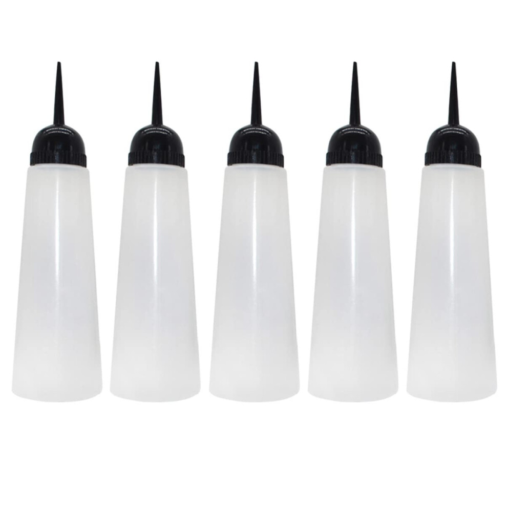 LALAFINA 5pcs Hair Dye Applicator Bottles Set, Reusable Angled Tip for Precise Salon Coloring