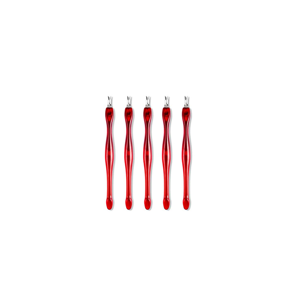 Set of 5 VShaped DualEnded Cuticle Remover Tool with Pusher for Manicure and Pedicure