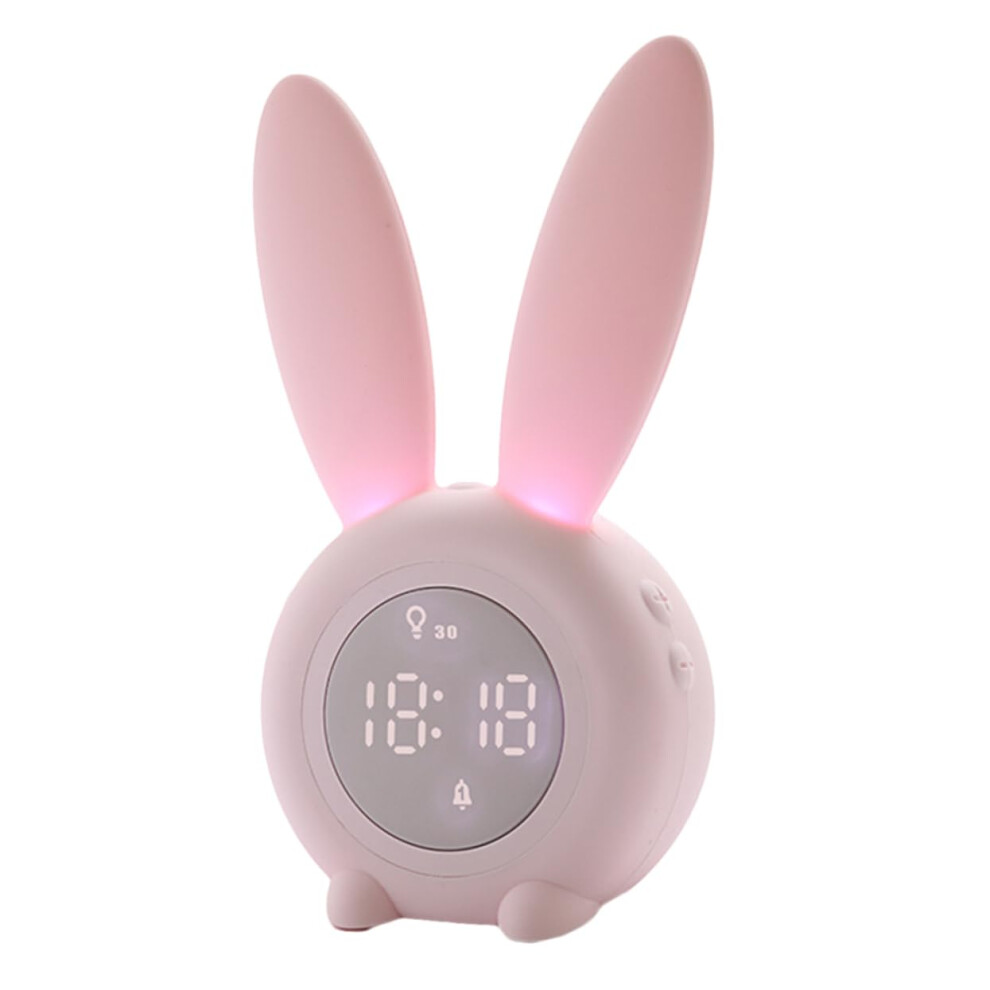 Bunny Ear Led Alarm Clock Usb Rechargeable With Magnetic Hanging Night For Bedroom Decor Light/Pink