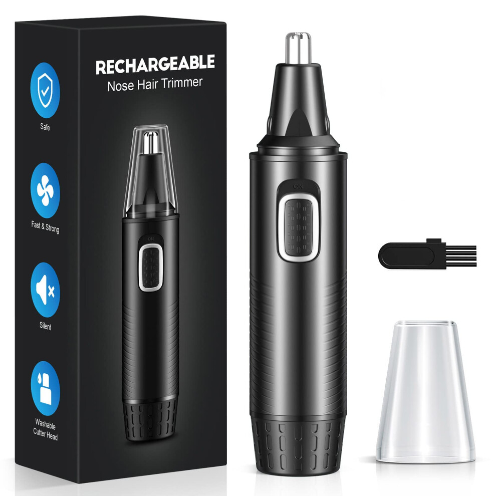 USBC Rechargeable Nose Hair Trimmer for Men and Women, Waterproof Dual Edge Precision Blades, Low Noise Grooming Tool