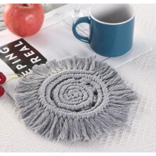 FloHua Christmas Gifts Clearance Gray Cotton Woven Coasterss Thickened Tassel Insulated Mat Bohemian Desktop Placemat